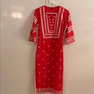 Elegant Red Embroidered Dress
